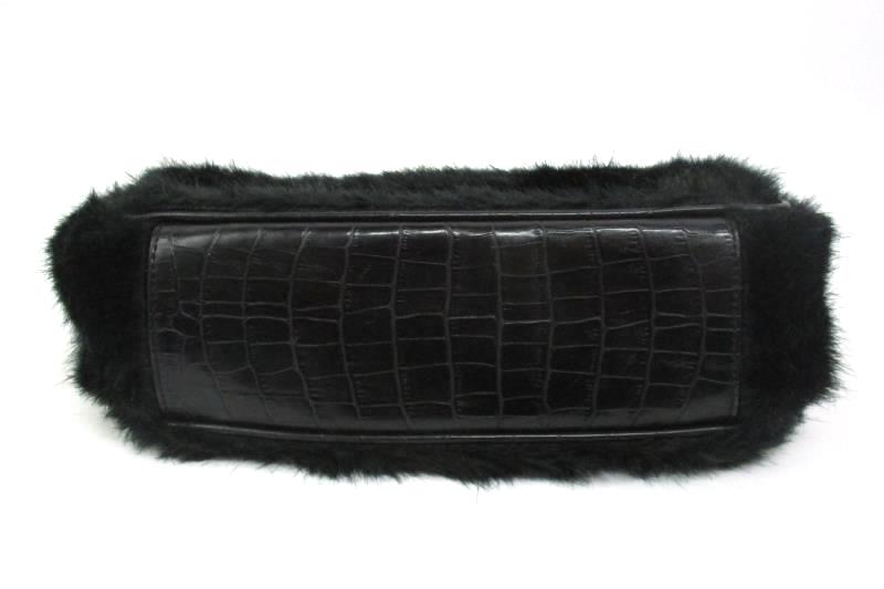 Black d'margeaux Faux Fur And Vinyl Over The Shoulder Purse