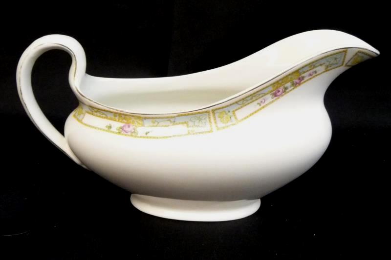 Vintage Johnson Bros England Gravy Boat Old English White Floral Gold Trim
