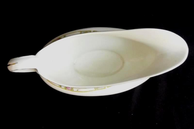 Vintage Johnson Bros England Gravy Boat Old English White Floral Gold Trim