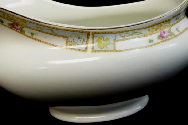 Vintage Johnson Bros England Gravy Boat Old English White Floral Gold Trim