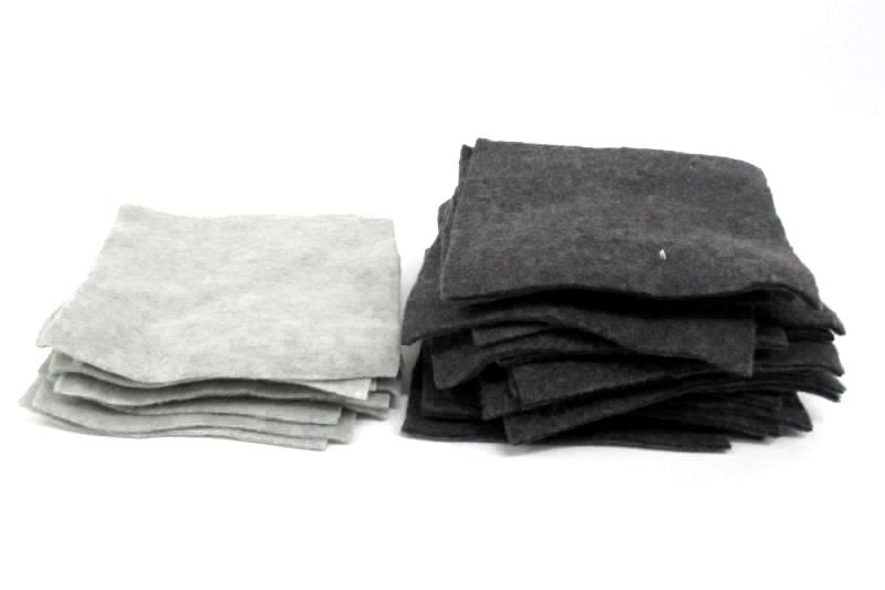 Lot Of 35 Gray And Dark Gray Pre-Cut Fleece Quilt Squares 5.25" x 5.25"
