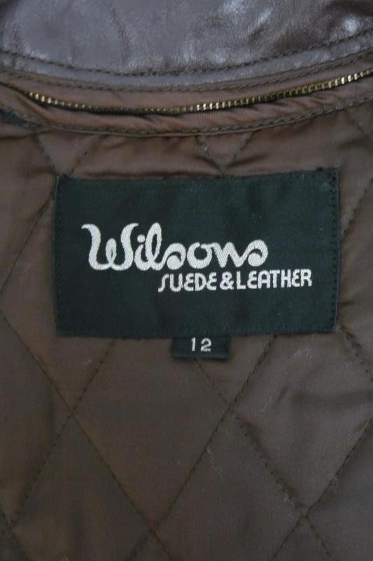 Wilson's Suede & Leather Women's Brown Leather Coat Button Front Sz 12 Jacket