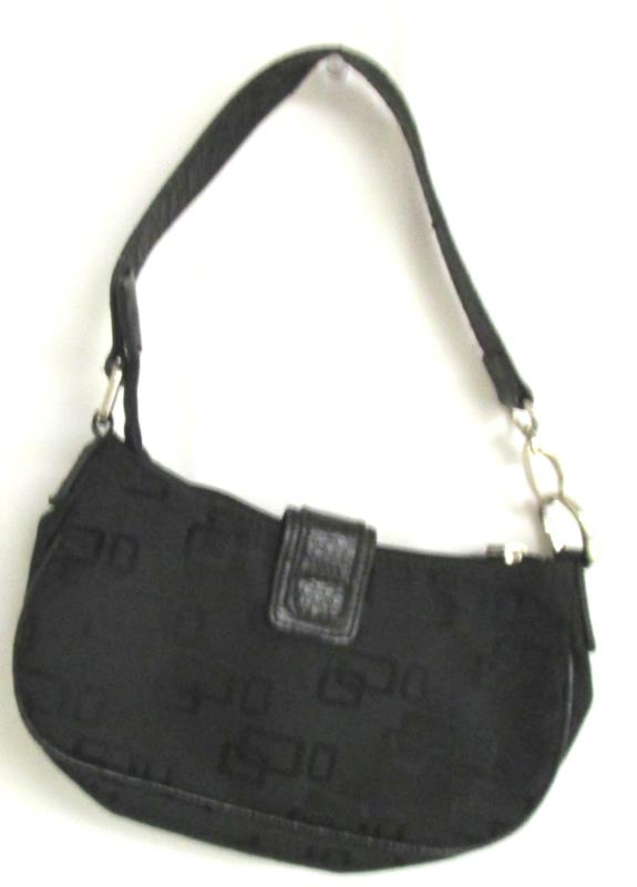 Perllini Hand Purse Shoulder Snap And Zipper Closure Black 9'' Across