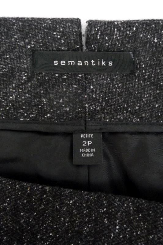 Semantiks Women's Petite Flat Front Gray Tweed Dress Pants Slacks Size 2P Wide