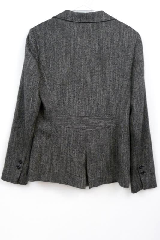 Caslon Women's Four Button Front Charcoal L/S Career Blazer Jacket Size 8 Tweed