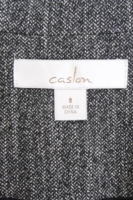 Caslon Women's Four Button Front Charcoal L/S Career Blazer Jacket Size 8 Tweed