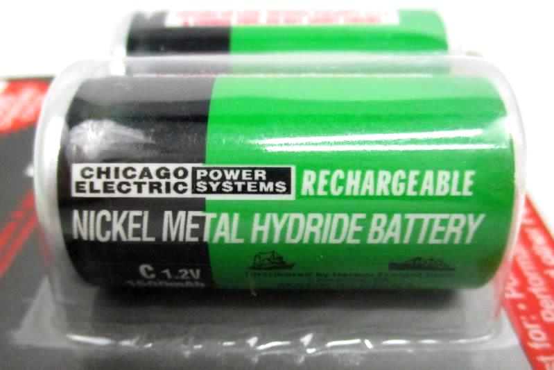 2 Pack of Chicago Electric Rechargeable NiMH Batteries Size C #90149