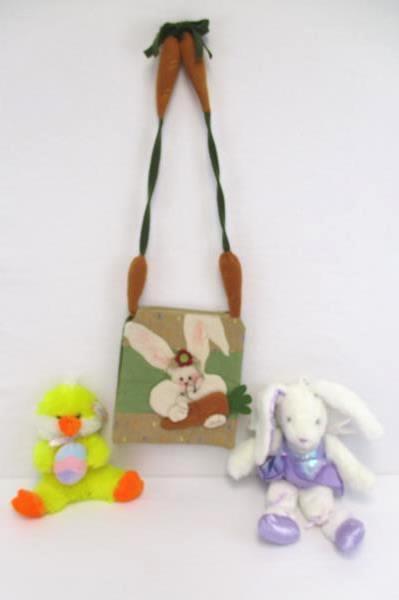 3 Easter Basket Stuffers Plush Ballerina Bunny Yellow Ducky Crossbody Purse