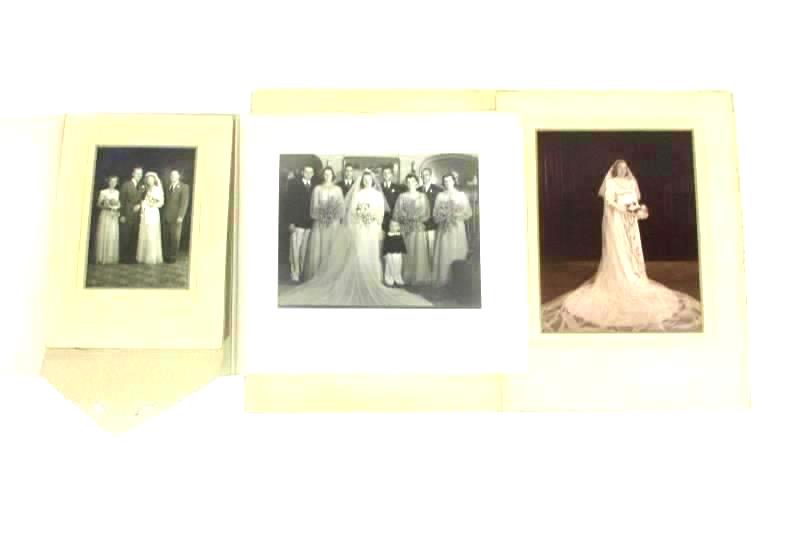 Lot Of 3 Vintage Black And White Wedding Photos In Cardboard Folders Early 1900s