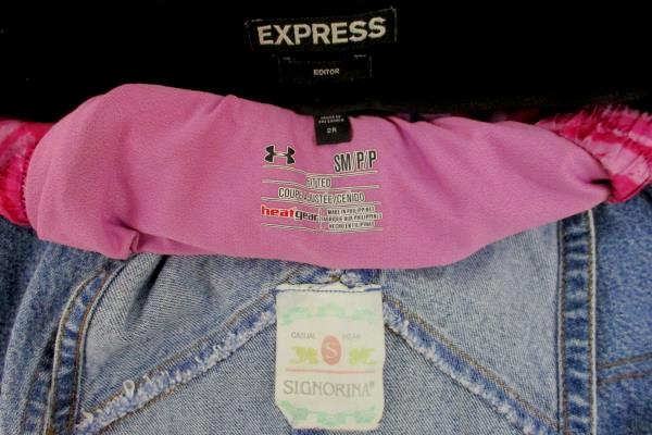 Lot of 3 Women's Pants- Pink Athletic Shorts, Black Slacks, Light Denim Overalls