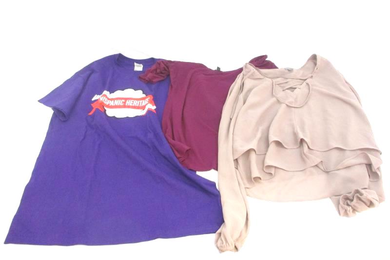 Lot of 3 Women's Shirts-Linfield, Lace-Up And Fuschia Wide Neck