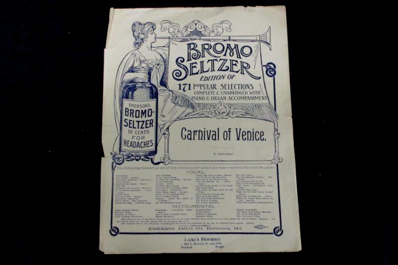 Antique 1910s Piano & Organ Sheet Music Carnival of Venice Bromo Seltzer