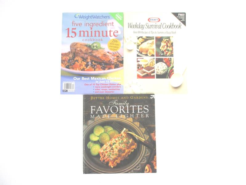 Lot of 3 Cookbooks: WeightWatchers, Family Favorites, Kraft Weekday Survival
