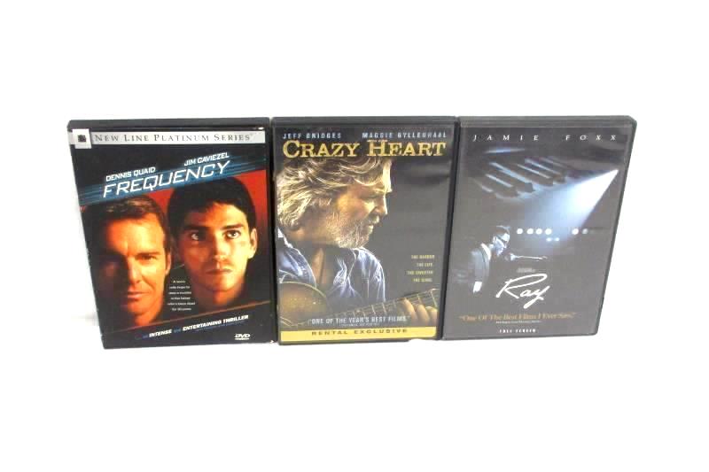 Lot of 3 DVDs: Frequency (2000) + Crazy Heart (2009) + Ray (2004) Rated PG-13/R