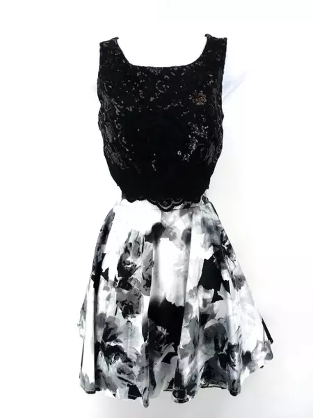 JODI KRISTOPHER 2 Piece Dress Floral Skirt Sequin Crop Top Homecoming Jr Sz 3