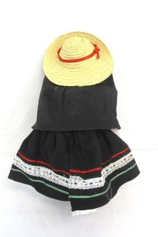 Vintage Ethnic Cloth Doll Handmade Painted Face Poseable Body Braids 16"
