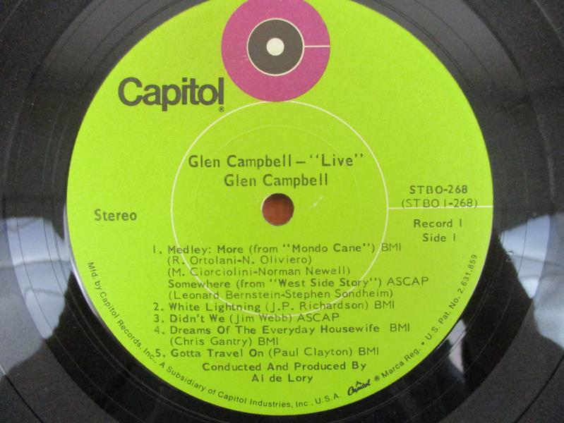 Glen Campbell "Live" 2-record Album Vinyl Record LP Capitol