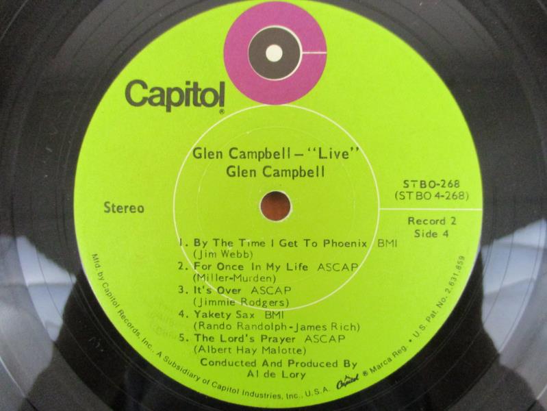 Glen Campbell "Live" 2-record Album Vinyl Record LP Capitol