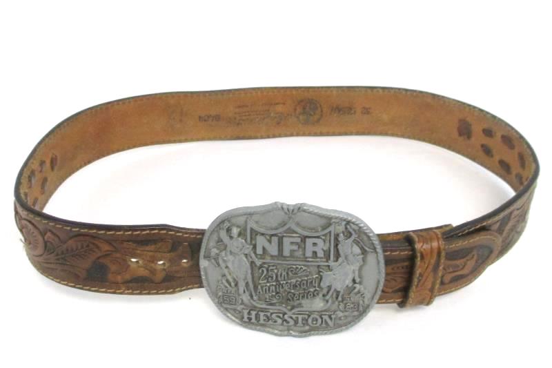 Leegin Braided And Stamped Leather "Becky" Belt W/ NFR 25th Anniversary Buckle