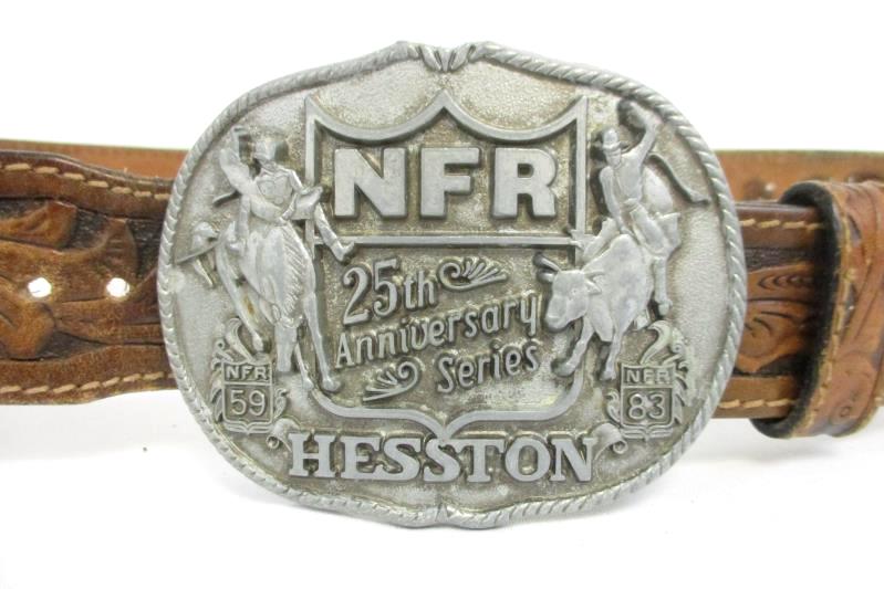 Leegin Braided And Stamped Leather "Becky" Belt W/ NFR 25th Anniversary Buckle