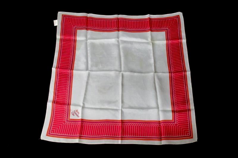 Vintage Avon Number One Acetate Twill Scarf Beige Red Orange Burgundy