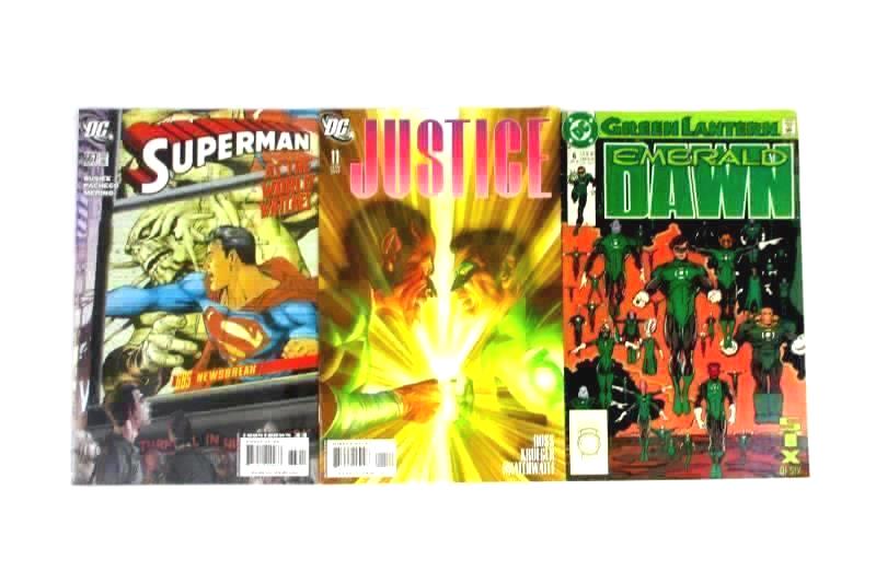 Lot of 3 Assorted DC Comics Green Lantern Justice Superman Comic Books