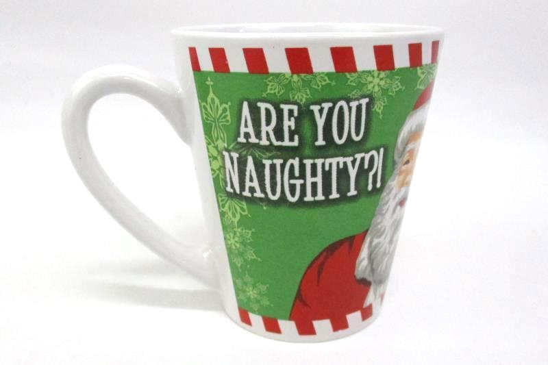 WONDERTREATS Inc Are You Naughty or Nice? Ceramic Coffee Mugs Set Of Two