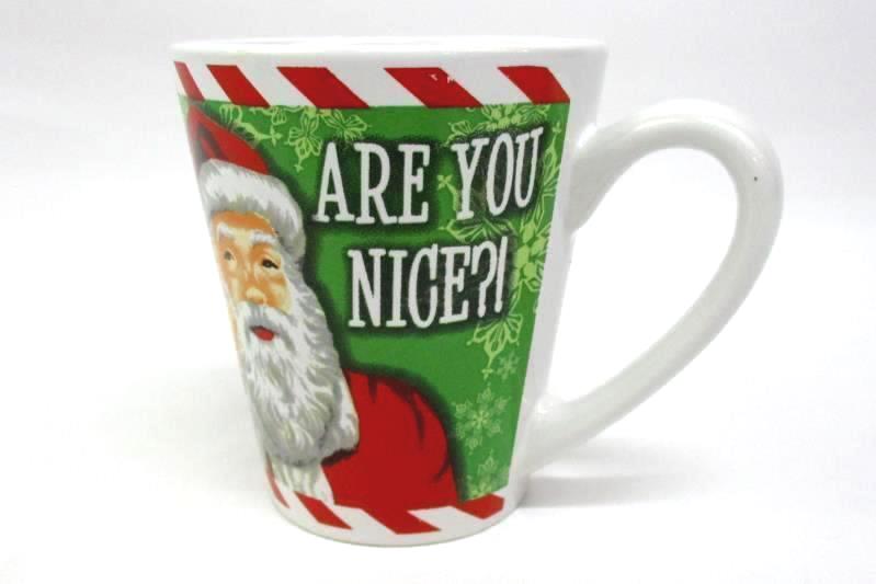 WONDERTREATS Inc Are You Naughty or Nice? Ceramic Coffee Mugs Set Of Two