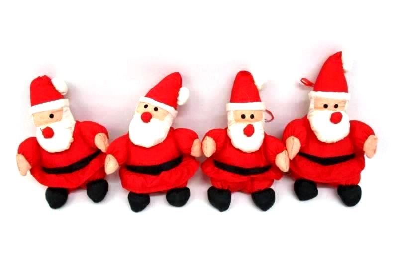 Lot Of 4 Plush Santa Ornaments Oriental Trading & 1997 Gibson Gingerbread Man