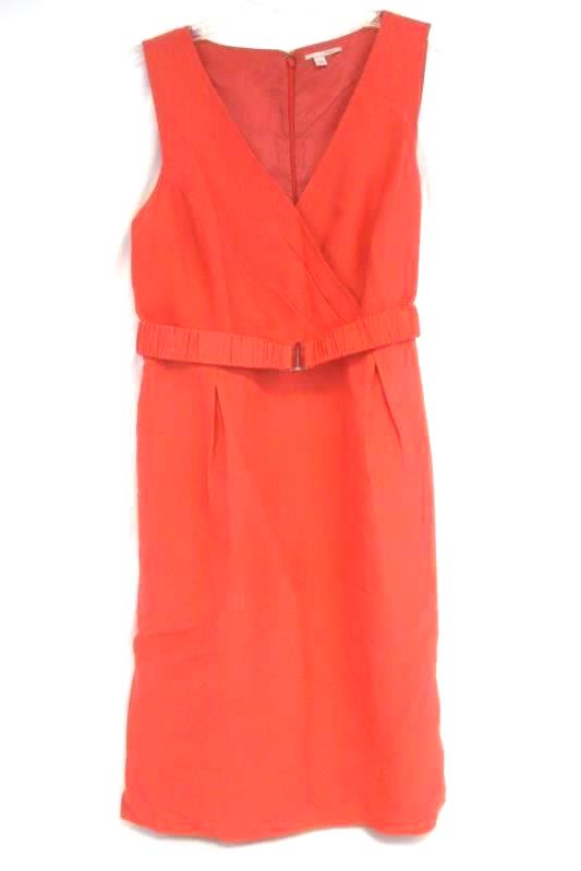 Women's Halogen Bright Salmon Zip Up Belted Pocketed A-Line Dress Size 10