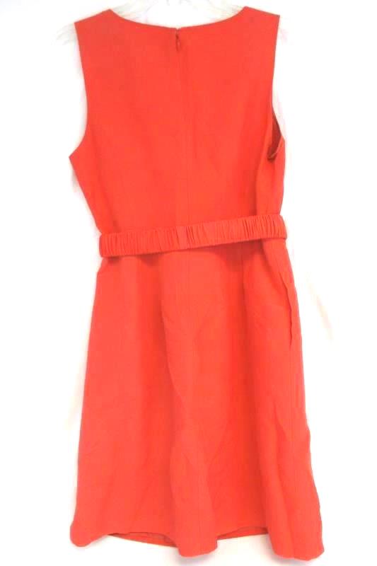 Women's Halogen Bright Salmon Zip Up Belted Pocketed A-Line Dress Size 10