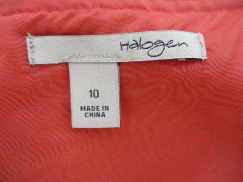 Women's Halogen Bright Salmon Zip Up Belted Pocketed A-Line Dress Size 10