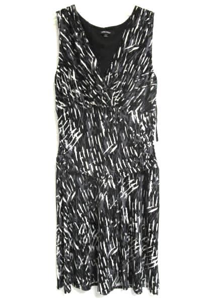 Nine West Women's Dress Black White & Grey Pattern Polyester Stretch Blend Sz 14