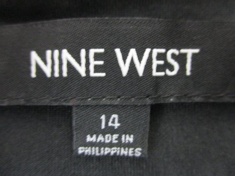 Nine West Women's Dress Black White & Grey Pattern Polyester Stretch Blend Sz 14