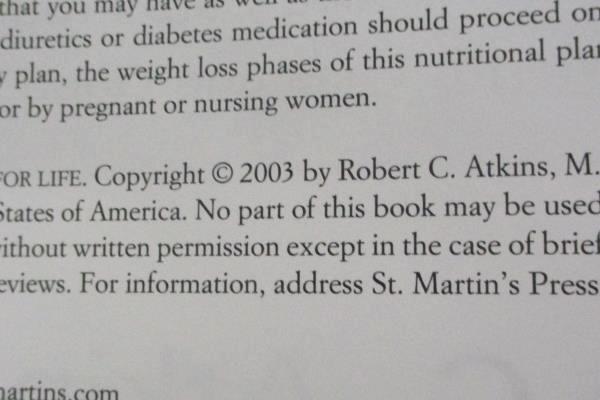 Lot Of 2 Atkins Diet Books: Dr. Atkins New Diet Cookbook & Atkins For Life