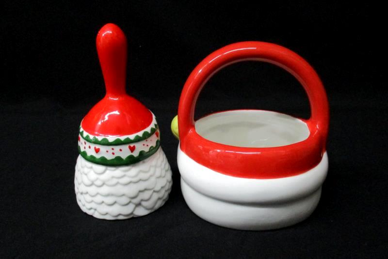 Ceramic Santa Christmas Bell And Hallmark Snowman Candy Dish Holiday Collections