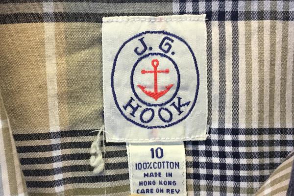 J.G Hook Children's Brown Tan Gray Plaid Thin Flannel Shirt Button Top Size 10
