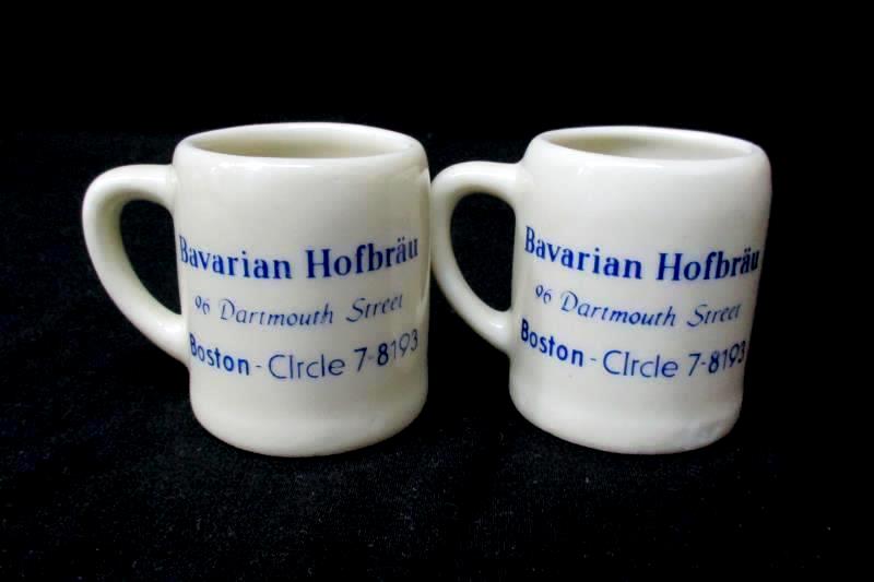 2 German Miniature Ceramic Schinken hager Beer Steins Mugs Shot Bavarian Hofbrau