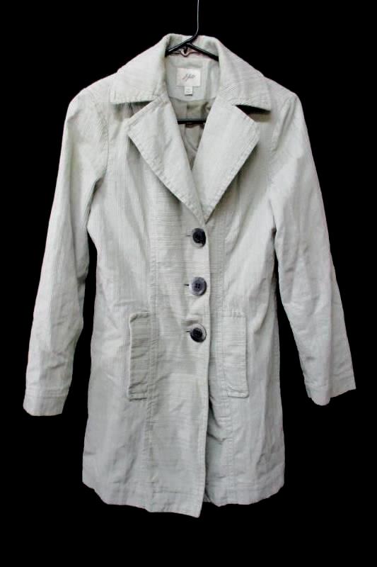J Jill Corduroy Pea Coat Light Green Off White Button Up Women's Extra Small