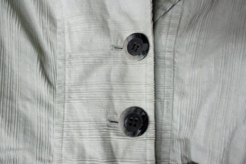 J Jill Corduroy Pea Coat Light Green Off White Button Up Women's Extra Small