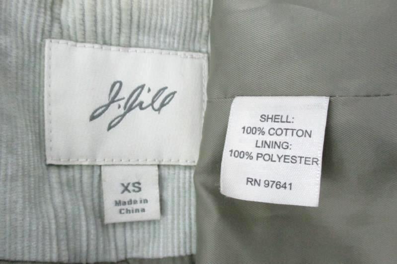 J Jill Corduroy Pea Coat Light Green Off White Button Up Women's Extra Small