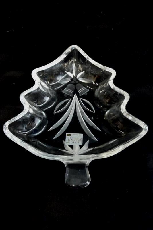 Vintage Mikasa Clear Glass Christmas Tree Candy Dish Made in Yugoslavia