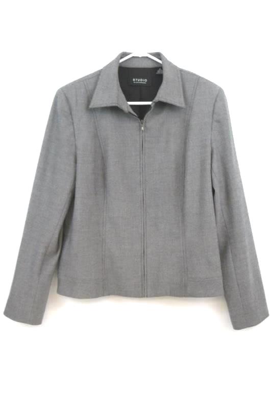Studio By Liz Claiborne Size 12 Women's Gray Print Full Zip Jacket