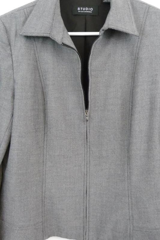 Studio By Liz Claiborne Size 12 Women's Gray Print Full Zip Jacket