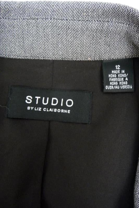 Studio By Liz Claiborne Size 12 Women's Gray Print Full Zip Jacket