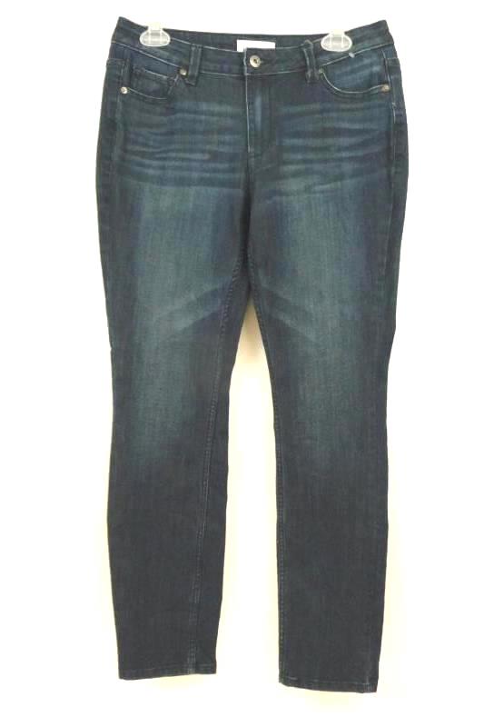 Liz Claiborne Women's City Dark Blue Jeans Ankle 5-Pocket Size 4