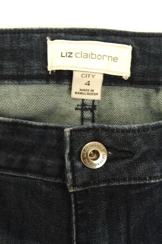 Liz Claiborne Women's City Dark Blue Jeans Ankle 5-Pocket Size 4