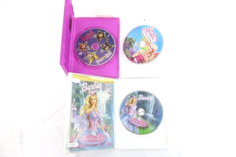 Lot of 3 Kids DVDs Bratz the Video Barbie Swan Lake Barbie a Fairy Secret