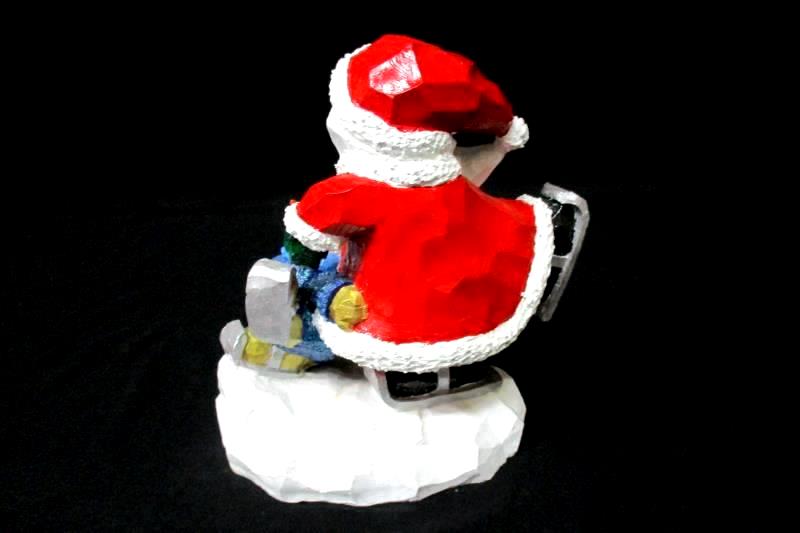 Bisque Skating Santa And Snowman Figurine 8.25 in