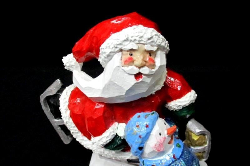 Bisque Skating Santa And Snowman Figurine 8.25 in